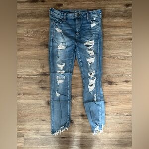 American Eagle Outfitters Ripped Light Blue Skinny Jeans